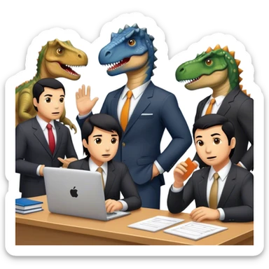 old dinosaurs working in an office sticker