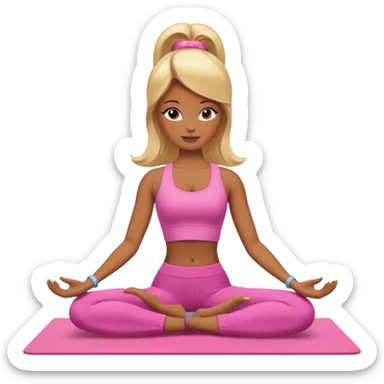 Brown skin blonde hair Barbie doing yoga sticker