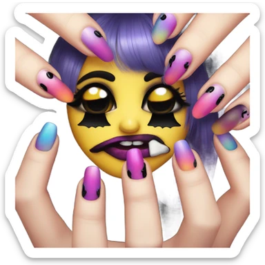 Goth smiley with big lips and long lashes with acrylic nails sticker