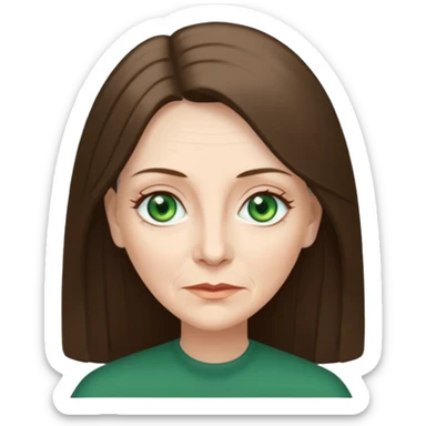 Pretty older woman with green eyes and long straight Ash-brown hair  sticker