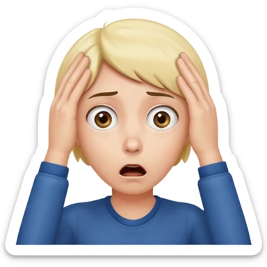 Shocked face hands on head sticker