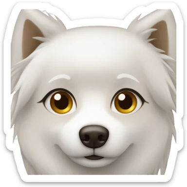 Japanese spitz dog walk brown hair girl sticker