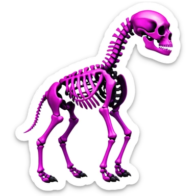 A black and magenta gradient epic shiny cool edgy skeletal animal, full body sticker