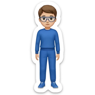 jeune homme garçon taille moyenne corpulence maigre cheveux chatain court yeux bleus lunettes photo de pieds en pantalon  sticker