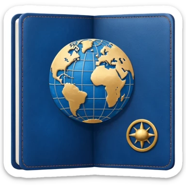 passport with globe symbol sticker