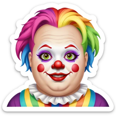 Woke overweight liberal angry with rainbow hair and clown makeup sticker