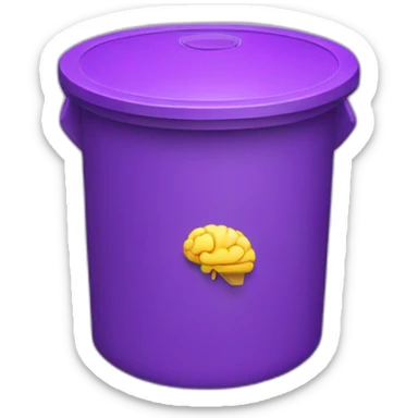 a trash can with a purple brain instead on the top of the lid sticker