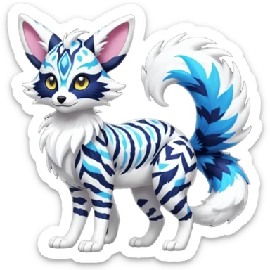 Futuristic furry fluffy floofy feathery tribal marked Genet-Absol-Kyurem-Zeraora-Primagen-fusion-creature  sticker