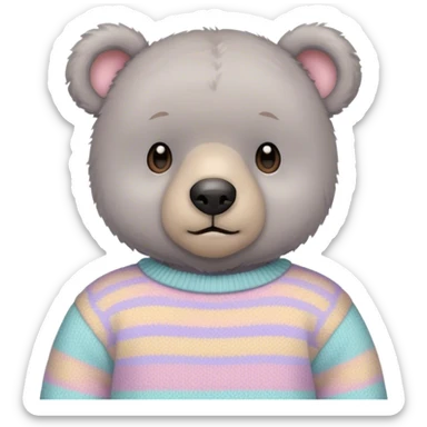 
gray teddy bear in a pastel sweater sticker