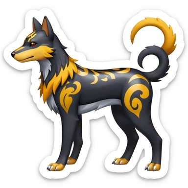 Shiny Exotic Excessive Mysterious Houndour-Poochyena-Pokémon-Fakémon-hybrid-creature (full body) sticker