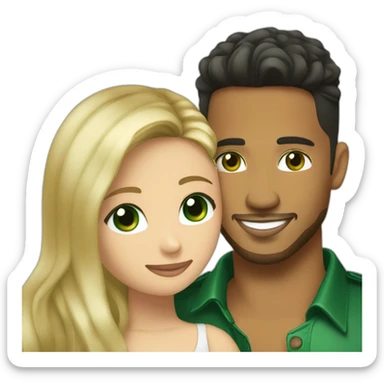 Romeo santos and blond girl green eyes hugging sticker