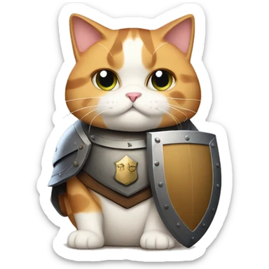 Fat calico cat with a shield  sticker