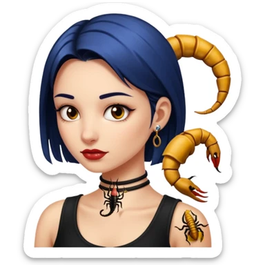 Girl with Scorpion Tattoo on the neck. sticker