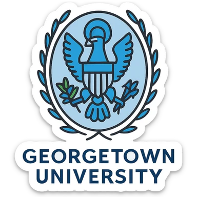 Convert the Georgetown University logo into a simple emoji format with a blue and gray color scheme, minimal details, and clear recognizable features as an emoji, with no background. sticker