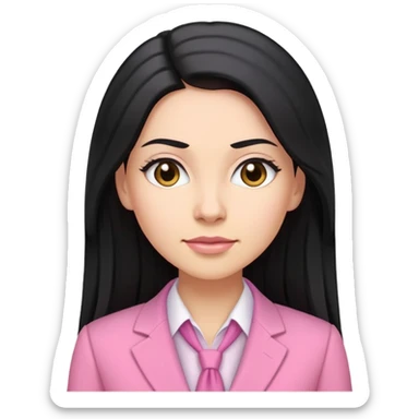 Business chlothes pink woman caucasian long black hair girl sticker