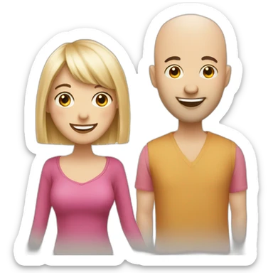 Happy-secret-couple-girl-with-fringe-with-Bald-guy sticker