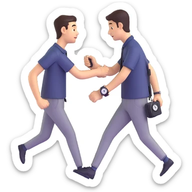 Worried person checking the time on their watch in a hurry. sticker