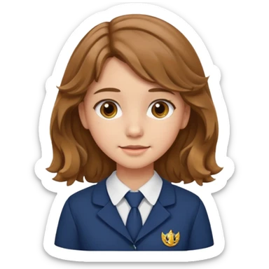 Quiero a una persona morena no tan morena , que sea una adolescente , que lleve uniforme escolar , con un pelo ondulado ,pero no regido , pero que tenga una sonrisa suave, pero que este con un fondo blanco. sticker