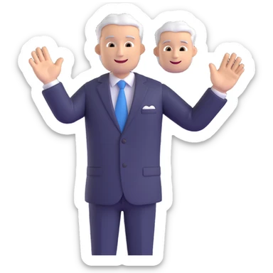boss emoji, friendly CEO waving, white person sticker