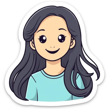 smiling girl with long hair sticker