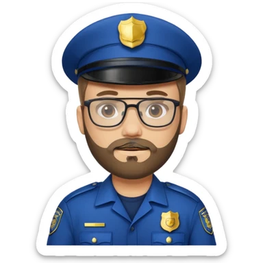 Police officer with glasses and beards(different uniform) sticker