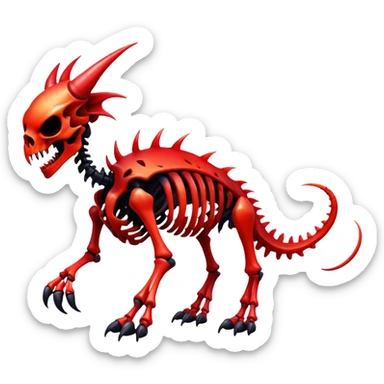 A black and red gradient epic shiny cool edgy skeletal animal-monster-creature, full body sticker