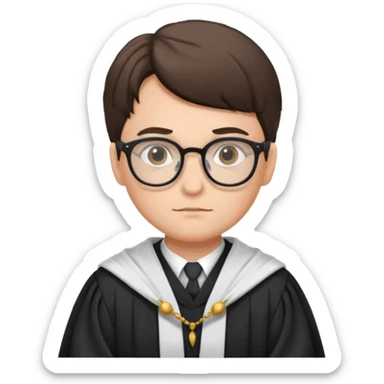 Young judge with glasses and robe sticker
