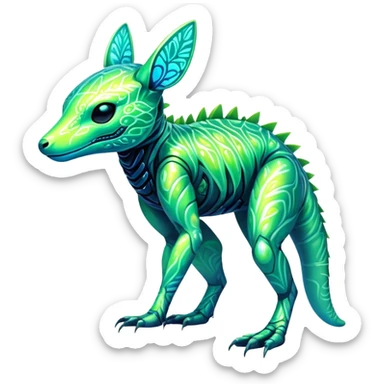 Tropical futuristic lush cool edgy neon Fionbri-Vernid-Elgyem-creature (full body) sticker