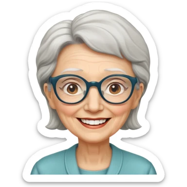 elderly woman with glasses sticker