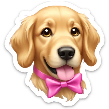 golden retriever with a pink bow sticker