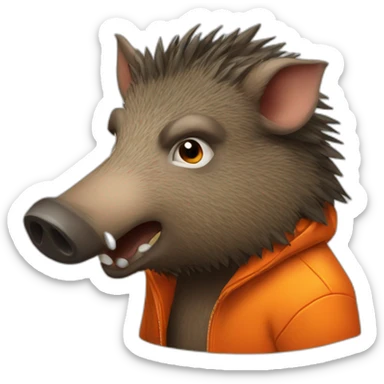ANGRY wild boar with orange jacket sticker