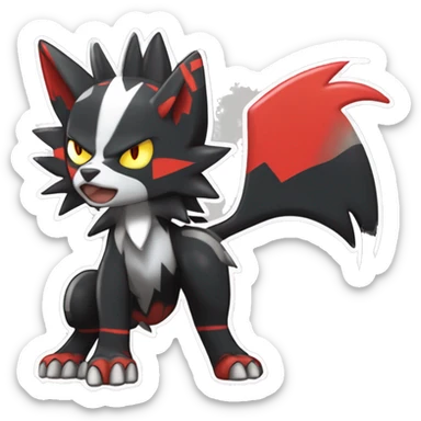 Cool Edgy Litten-Houndoom-Luxray Fakémon Digimon with Red and white Edgy markings, full body, outlined sticker