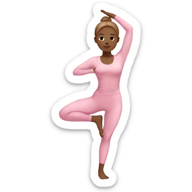girl doing yoga in pink yoga outfit with light brown hair sticker