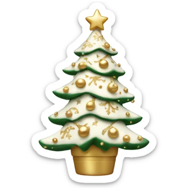 vanilla  Christmas tree with white and gold decorations sticker