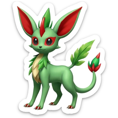 Shiny Aural Leafeon-Keldeon-Celebi-Salandit-Fakémon-fusion (full body) sticker