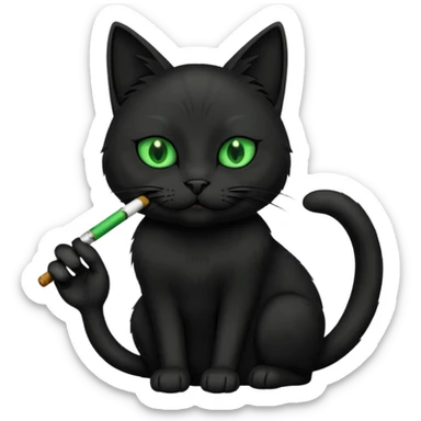 black cat smoking a joint  sticker