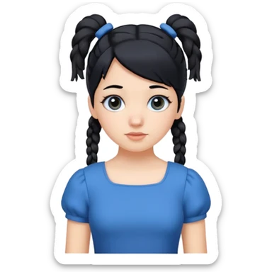 white girl with pig tails haircut black sticker