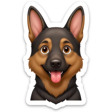 cartoon style dark German Shepherd dog with its tongue hanging out long sticker