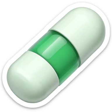 a green and white pill capsule sticker