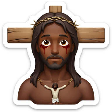 Dark skin christ injured on crucifix  sticker