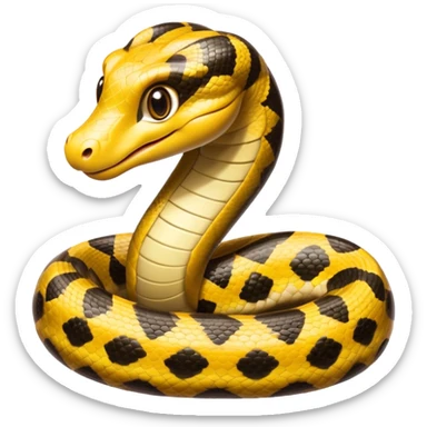 cinematic-cute-anaconda-portrait-emoji,-head-tilted-playfully-and-inquisitively,-with-a-sleek,-shimmering-body-adorned-with-detailed-scale-sriped patterns-and-round,-sparkling-eyes-full-of-wonder,-simplified-yet-irresistibly-adorable-features sticker