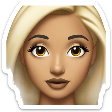 Ariana grande with eye-liner her iconic very  high Sleek blonde ponytail in yes and music vidéo outfit and makeup  sticker