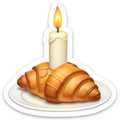 A croissant with a lit birthday candle on top sticker