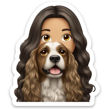 à beatiful long hair brunette with tattoos and a dog sticker