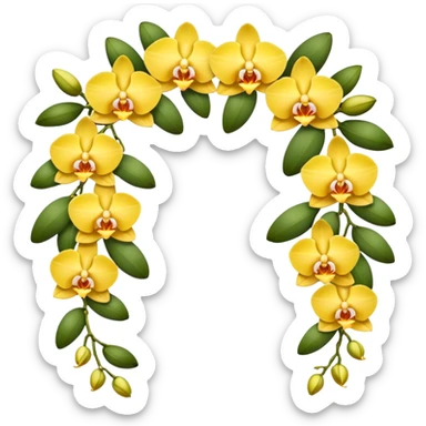 Yellow orchid flower garland sticker