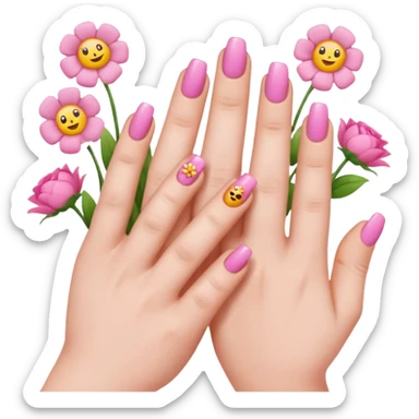 nails emojis, nail artist flowers all pink and aesthetic sticker