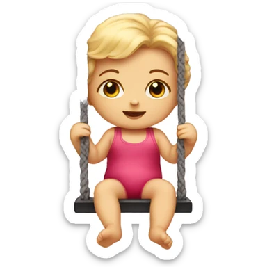 A baby doll on a swing sticker