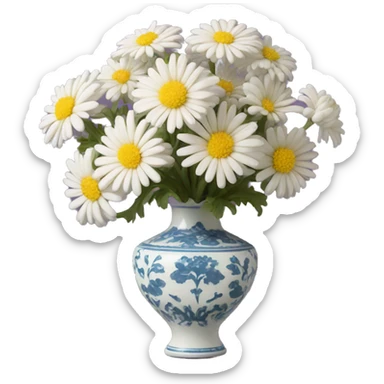 chrysanthemums in a hand shaped vase sticker