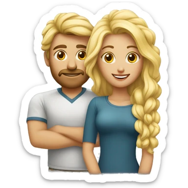 Chica rubia pelo largo con su novio mereno de pelo rizo  sticker