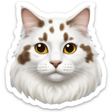White mainecoon cat with brownish black spots sticker